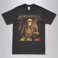 Megadeth The Sick, The Dying & The Dead thrash metal band t-shirt  with DTG printed  album art on a black unisex crew neck tee. High-quality graphic tee  for metal fans.